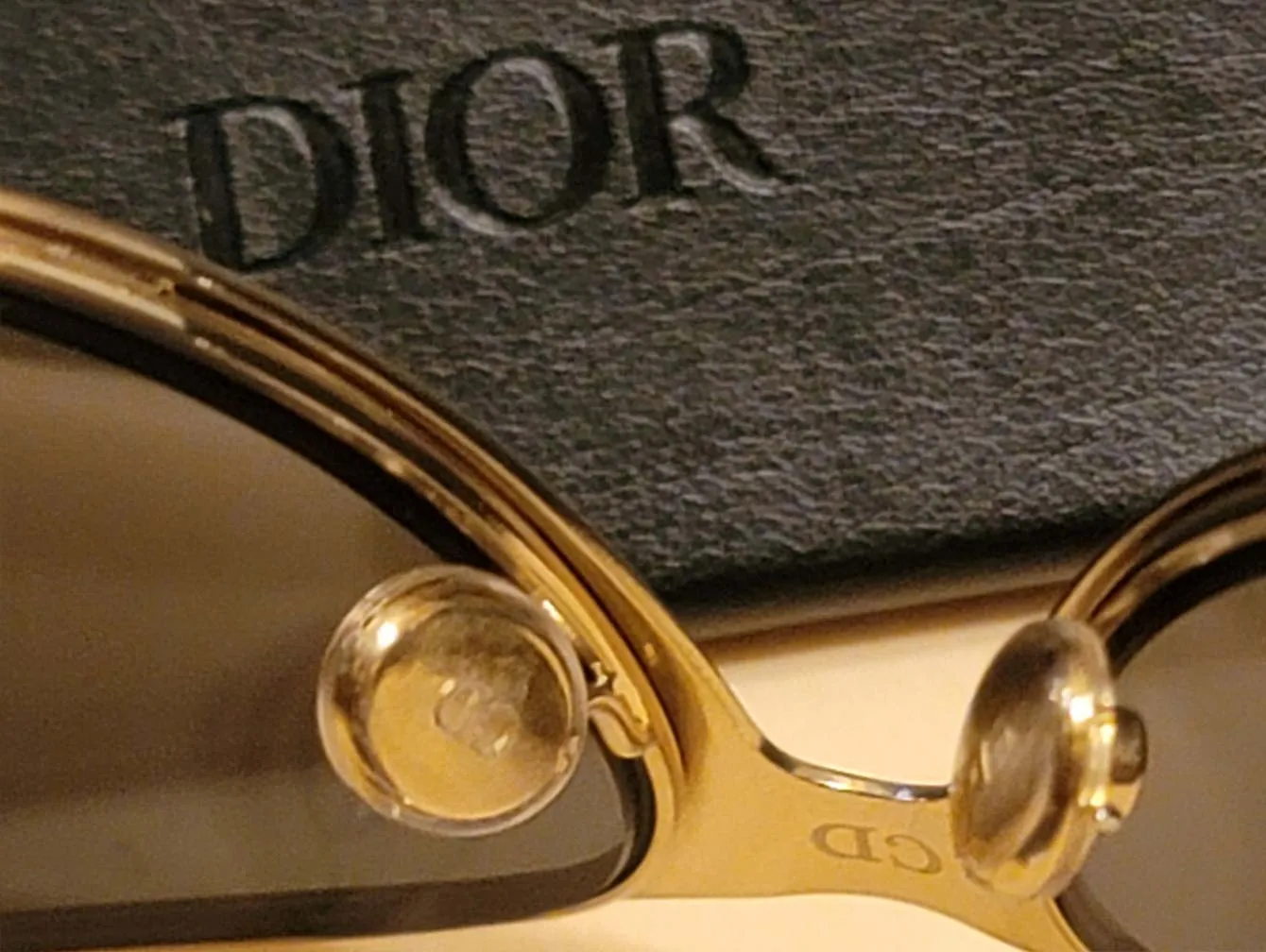 Логотип Dior на носоупорах и раме очков J5GIR