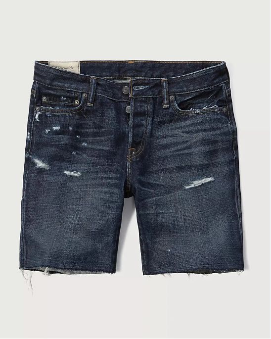 Moscow USA предлагает вам купить джинсовые шорты Abercrombie Fitch темно-синего цвета с потертостями. Модель 02313. Доставка по России, Москве и области, самовывоз.