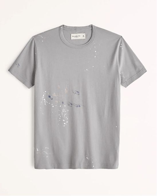 Moscow USA предлагает вам купить футболку Abercrombie Fitch серого цвета с элементами краски. Модель 05873. Доставка по России, Москве и области, самовывоз