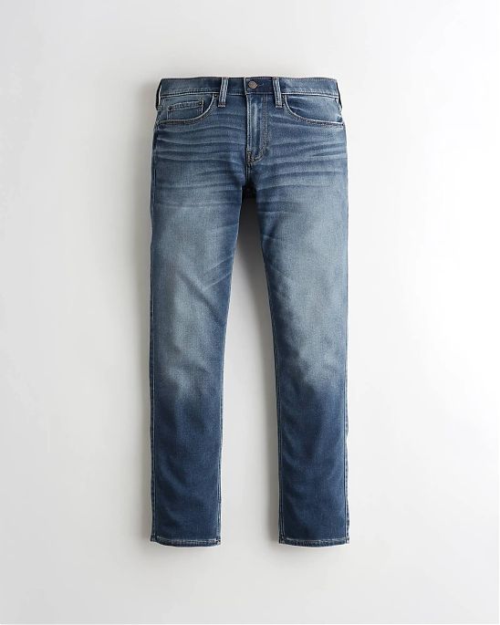 Moscow USA предлагает вам купить джинсы Hollister Slim Straight Jeans синего цвета с небольшими потертостями. Модель 05778. Доставка по России, Москве и области, самовывоз.
