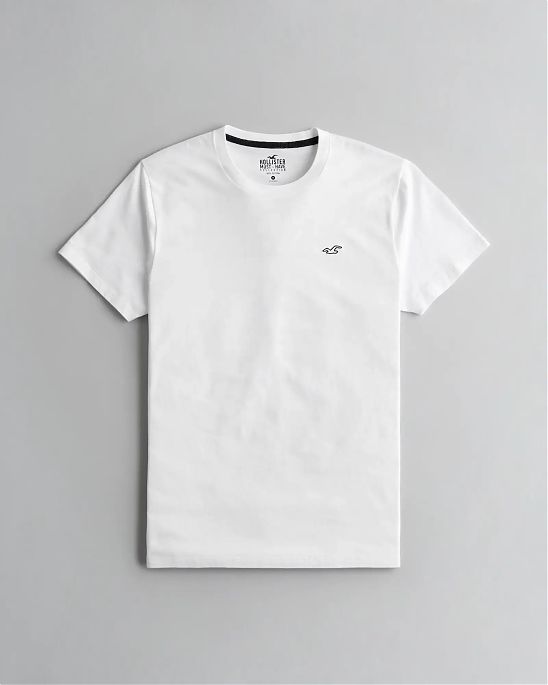 Moscow USA предлагает вам купить футболку Hollister белого цвета с нашитым логотипом чайки на груди. Модель 06241. Доставка по России, Москве и области, самовывоз.