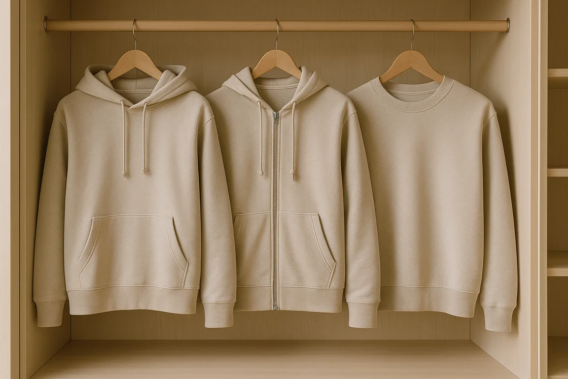 Худи толстовка и свитшот Худи толстовка и свитшот на вешалке в шкафу