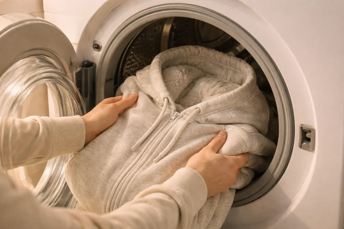 Ткань толстовки крупным планом: мягкость SoftAF и плотность Heavyweight