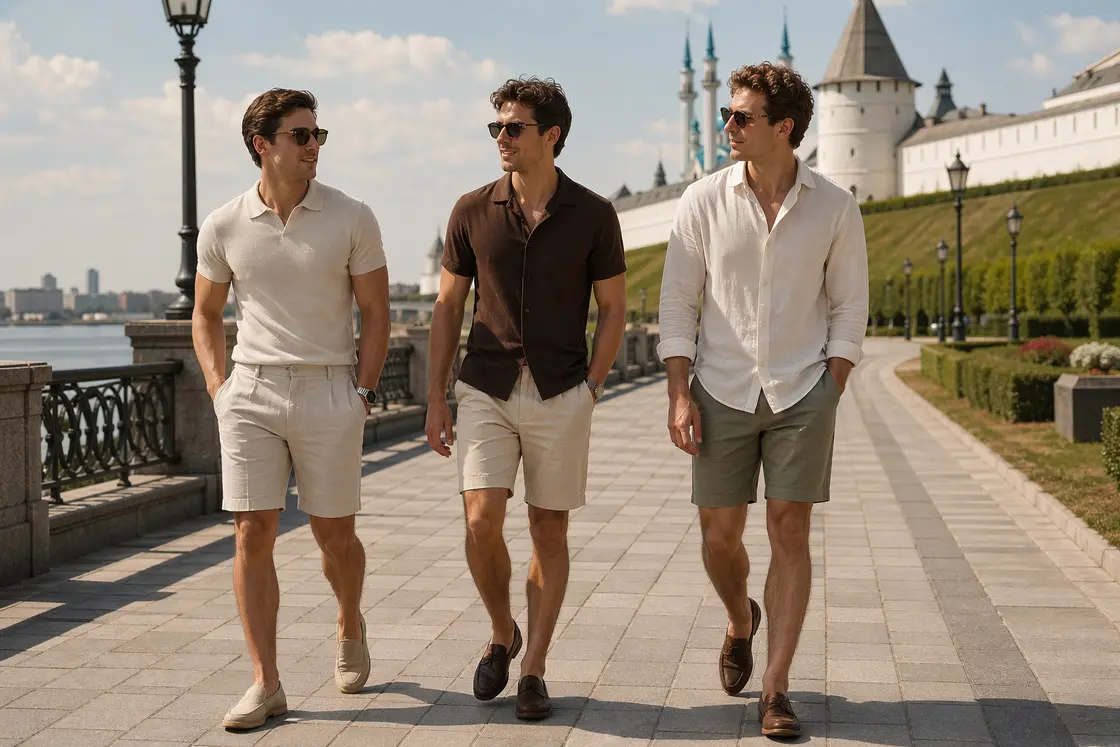 Светлые и базовые цвета мужских летних шорт для города и отпуска