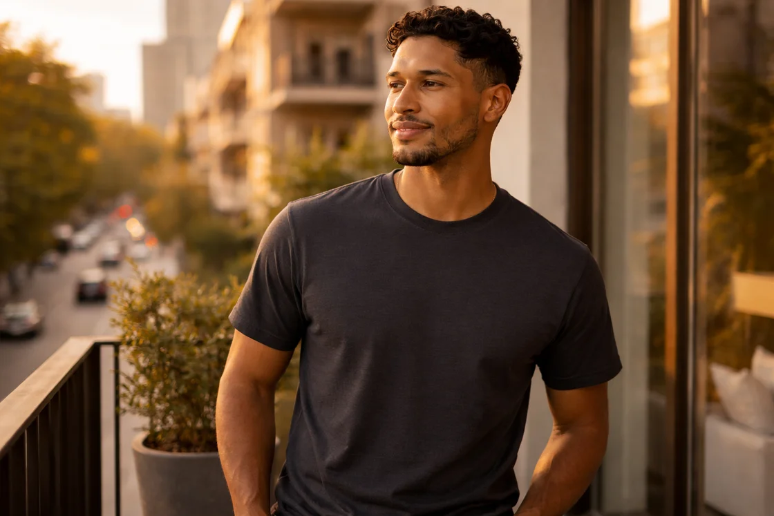 Плотная базовая футболка: аккуратная посадка, собранный силуэт, премиальный casual