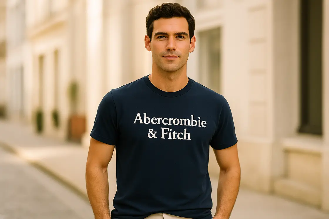 Мужская модель в футболках Abercrombie & Fitch и Hollister