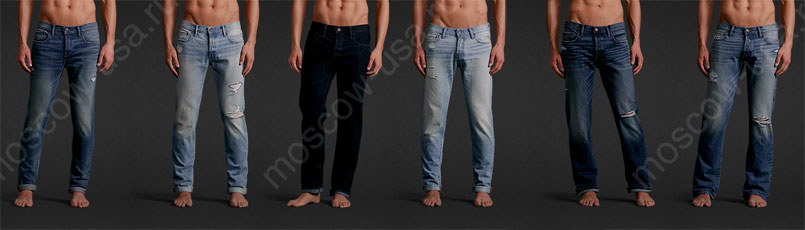Большое разнообразие моделей джинсов  Abercrombie& Fitch и Hollister