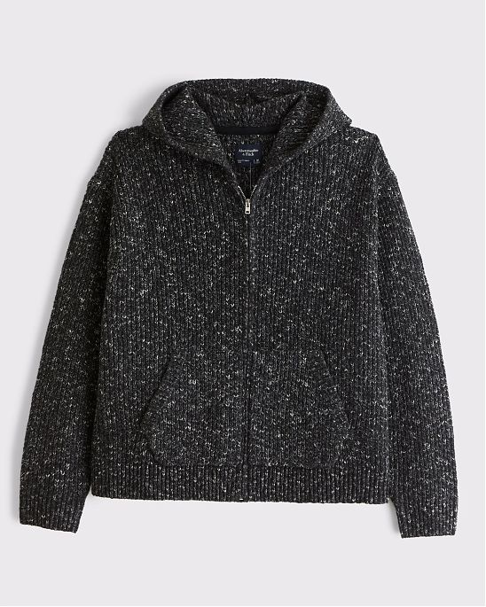 Мужская толстовка-свитер Abercrombie & Fitch с капюшоном, молнией, карманами и мягкой вязкой. Оригинальная модель 08129, бесплатная доставка и примерка по России.