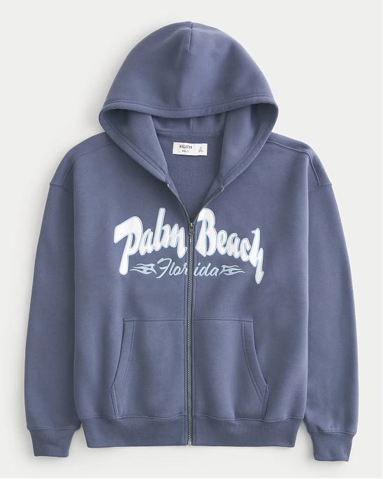 Moscow USA предлагает Вам купить мужскую толстовку на молнии с капюшоном Hollister синего цвета с логотипом нашитым. Оригинальная модель, бесплатная доставка и примерка по России.