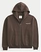Мужская толстовка Hollister тёмно-коричневого цвета с принтом Макларен, капюшоном и молнией. Оригинальная модель, бесплатная доставка и примерка по России.