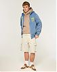 Мужская толстовка Hollister на молнии с принтом Малибу Вайв Камп в светло-голубом цвете. Оригинальная модель 08127, бесплатная доставка и примерка по Москве и России
