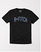 Moscow USA предлагает вам купить футболку Abercrombie Fitch черного цвета с нашитой синей надписью. Модель 02961. Доставка по России, Москве и области, самовывоз.