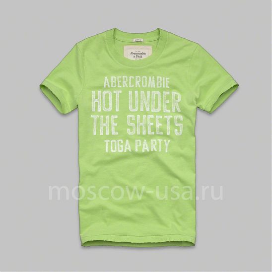 Moscow USA предлагает вам купить футболку Футболка Abercrombie Fitch Toga Party зеленого цвета c белой надписью. Модель 01761. Доставка по России, Москве и области, самовывоз