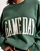 Женская плотная толстовка без капюшона Abercrombie & Fitch Game Day зеленого цвета с нашивкой. Модель 07800. Бесплатная доставка по России, Москве и Области от Moscow USA