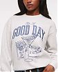 Женский свитшот Abercrombie & Fitch светло-серого цвета с принтом на груди и плотной мягкой тканью. Оригинальная модель 08187, бесплатная доставка и примерка по России.