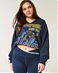 Женская толстовка без капюшона Hollister темно-синего цвета с графикой. Модель 07797. Бесплатная доставка по России, Москве и Области от Moscow USA