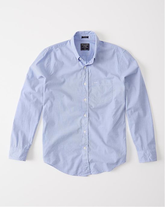 Moscow USA предлагает вам купить классическую рубашку Abercrombie Fitch синего цвета с белым логотипом Модель 04375. Доставка по России, Москве и области, самовывоз
