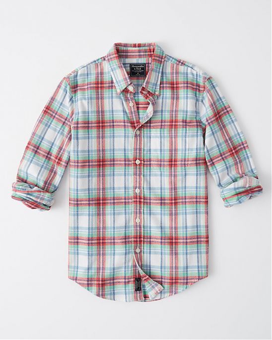 Moscow USA предлагает вам купить байковую рубашку Abercrombie Fitch в белую клетку с красными полосками. Модель 04372. Доставка по России, Москве и области, самовывоз