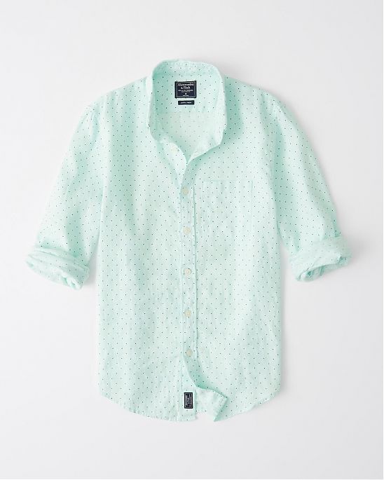 Moscow USA предлагает вам купить рубашку Abercrombie Fitch ментолового цвета в точку. Модель 04654. Доставка по России, Москве и области, самовывоз