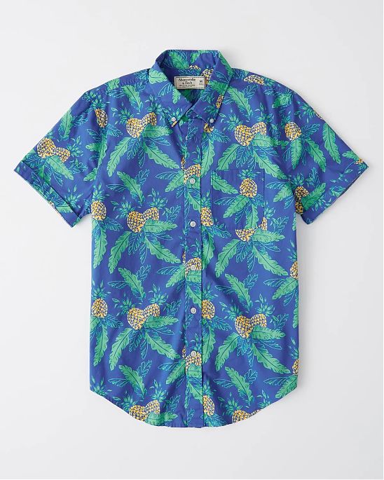 Moscow USA предлагает вам купить рубашку Abercrombie Fitch синего цвета с принтом ананаса. Модель 04784. Доставка по России, Москве и области, самовывоз
