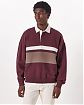 Moscow USA предлагает вам купить мужскую толстовку-поло свитшот Abercrombie Fitch Oversized бордового цвета с белым воротом и полосками. Модель 06826. Доставка по России, Москве и области, самовывоз.