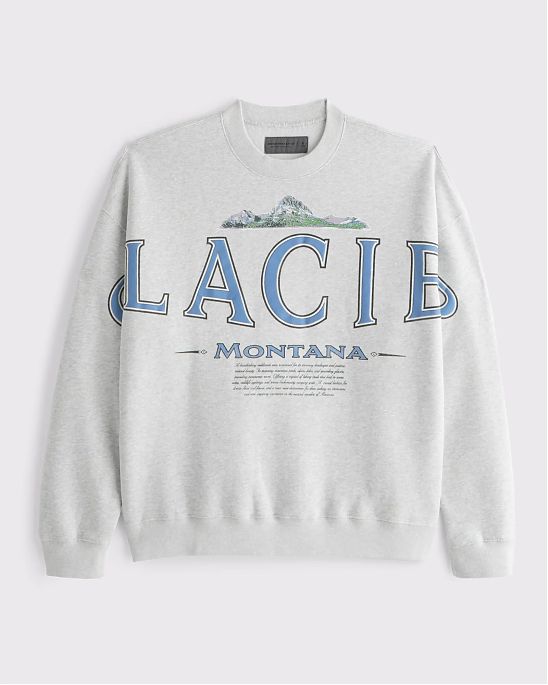 Moscow USA предлагает вам купить мужскую толстовку свитшот Abercrombie & Fitch Glacier с принтом национального парка на груди и спине. Модель 07815. Бесплатная доставка по России, Москве и области, самовывоз.