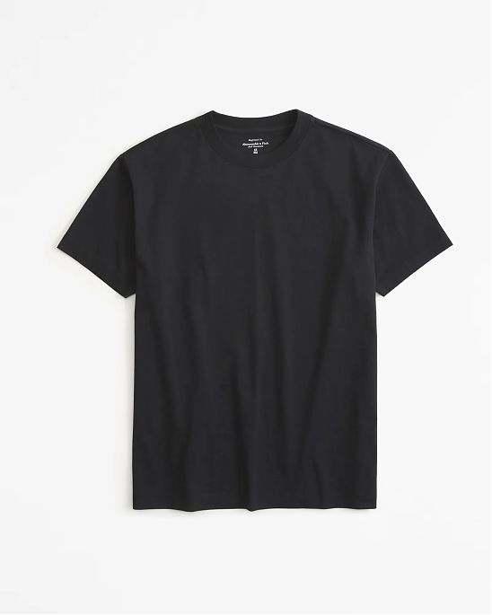 Женская футболка Abercrombie & Fitch черного цвета oversize с премиальной гладкой отделкой, softAF и круглый вырез. Оригинал. Бесплатная доставка и примерка по России.
