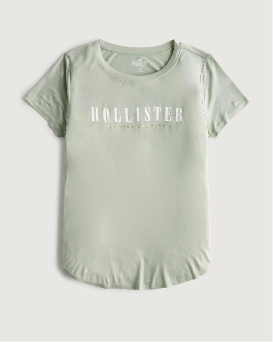 Женская футболка Hollister зеленого цвета с логотипом. Модель 06752. Подробное описание и цена товара. Доставка по России, Москве и Области от Moscow USA