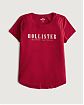 Женская футболка Hollister красного цвета с логотипом. Модель 06687. Подробное описание и цена товара. Доставка по России, Москве и Области от Moscow USA