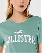 Женская футболка Hollister зеленого цвета с фирменным логотипом. Модель 06528. Подробное описание и цена товара. Доставка по России, Москве и Области от Moscow USA