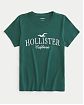 Женская футболка Hollister темно-зеленого цвета с нашитым логотипом. Модель 07642 . Подробное описание и цена товара. Доставка по России, Москве и Области от Moscow USA