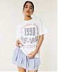Женская футболка Hollister Oversized Джексон Хоул белого цвета с принтом. Модель 07768. Подробное описание и цена товара. Доставка по России, Москве и Области от Moscow USA