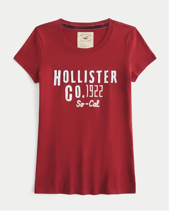 Женская футболка Hollister из мягкого хлопка с вышивкой и аппликацией логотипа. Оригинальная модель 08102, бесплатная доставка и примерка по России.