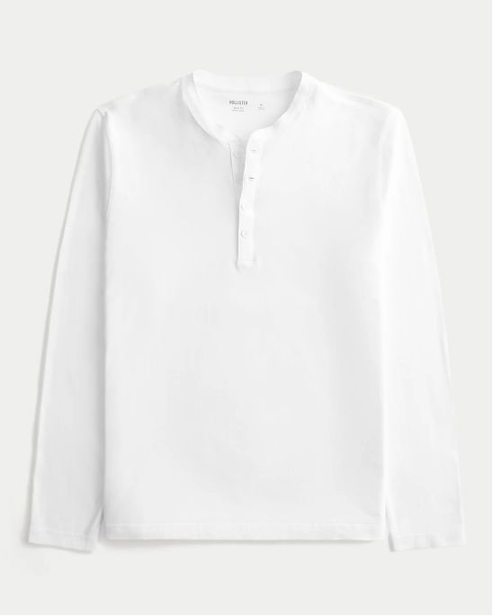 Мужская футболка Hollister хенли с длинным рукавом и мягкой хлопковой тканью. Оригинальная модель 07889, бесплатная доставка и примерка по России.