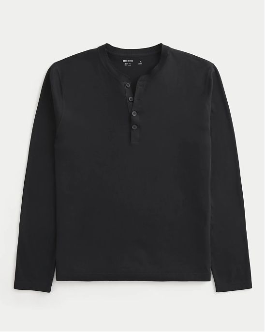 Мужской лонгслив хенли Hollister из мягкого хлопка с эффектом стирки и пуговицами. Оригинальная модель 08151, бесплатная доставка и примерка по России.