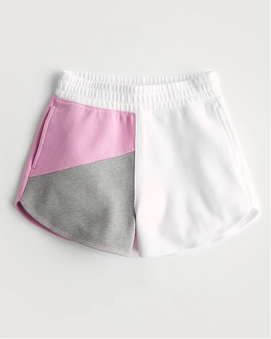 Женские спортивные шорты Hollister серо-бело-розового цвета. Модель 07792. Подробное описание и цена товара. Бесплатная доставка по России, Москве и Области от Moscow USA