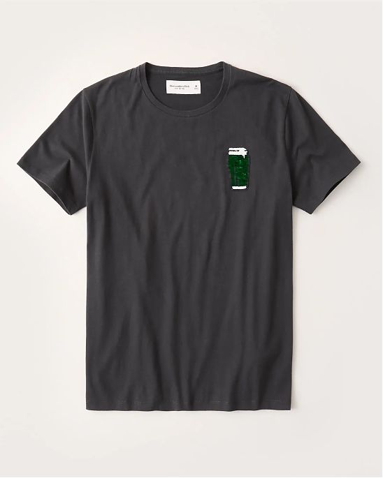Moscow USA предлагает вам купить футболку Футболка Abercrombie Fitch черного цвета с переливающимися паетками в виде стакана пива. Модель 05597. Доставка по России, Москве и области, самовывоз