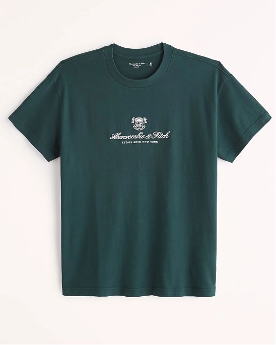 Moscow USA предлагает вам купить футболку Футболка Abercrombie Fitch темно-зеленого цвета с нашитым лого. Модель 06296. Доставка по России, Москве и области, самовывоз