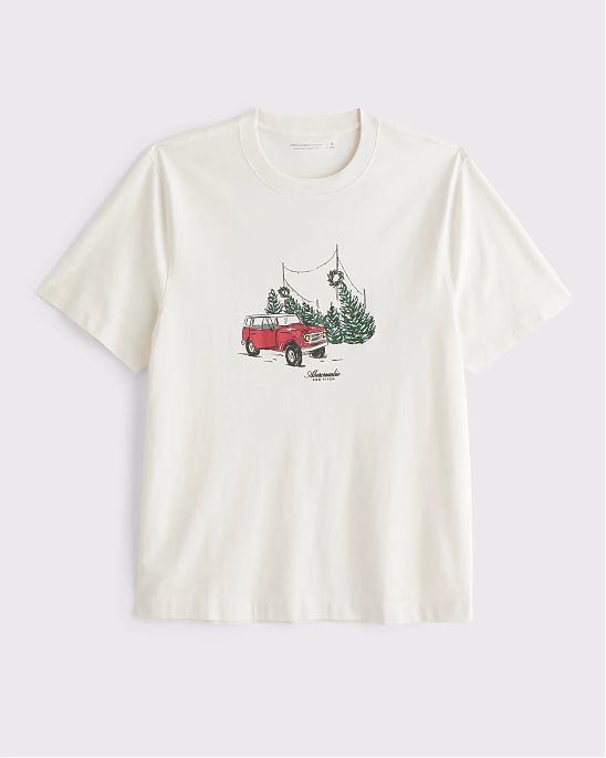 Мужская футболка Abercrombie & Fitch с графическим логотипом и принтом авьл, прямой крой. Хлопок softAF. Оригинал. Бесплатная доставка и примерка по России.