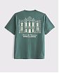 Мужская графическая футболка Abercrombie & Fitch с биополировкой, цвет зеленый принт Палермо спереди и сзади. Оригинальная модель, бесплатная доставка и примерка по России.