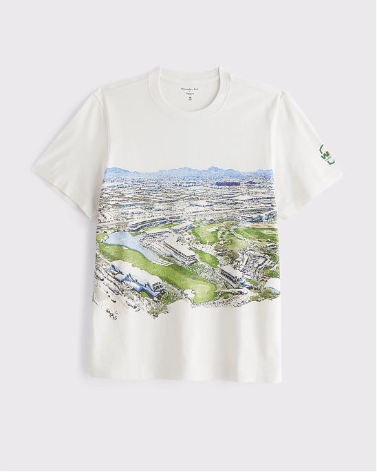 Мужская футболка Abercrombie & Fitch кремового цвета с графическим принтом Phoenix Open. Бесплатная доставка и примерка по России.
