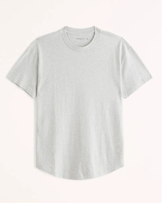 Moscow USA предлагает вам купить футболку Abercrombie & Fitch серого цвета с закругленным низом. Модель 07147. Доставка по России, Москве и области, самовывоз
