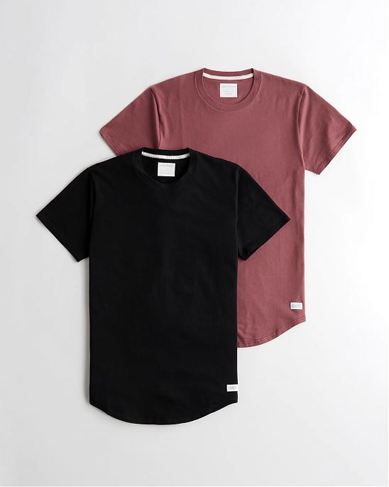 Moscow USA предлагает вам купить комплект из 2 футболок Hollister черного и бордового цвета с фирменной нашивкой. Модель 06209. Доставка по России, Москве и области, самовывоз