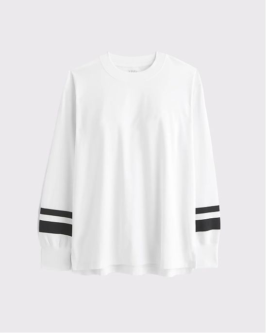 Женский лонгслив YPB Active Cotton-Blend белого цвета с длинным рукавом. Модель 07773. Бесплатная доставка по России, Москве и Области от Moscow USA