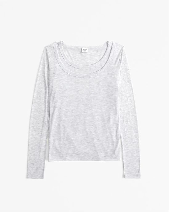 Женский матовый лонгслив Abercrombie & Fitch серого цвета. Модель 07774. Бесплатная доставка по России, Москве и Области от Moscow USA
