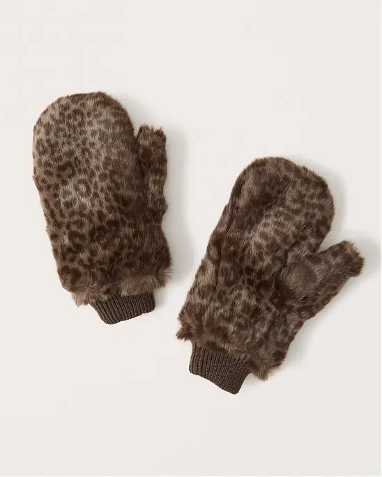 Moscow USA предлагает вам купить женские варежки Abercrombie Fitch леопардовой раскраски. Модель 05518. Доставка по России, Москве и области, самовывоз.