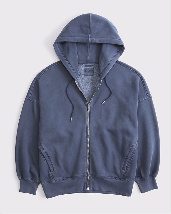 Женская толстовка с капюшоном с капюшоном Abercrombie & Fitch Oversized винтажного синего цвета. Модель 07911. Подробное описание и цена товара. Бесплатная доставка по России, Москве и Области.