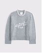 Женский свитер Abercrombie & Fitch серого цвета из мягкого трикотажа с классическим круглым вырезом. Оригинал. Бесплатная доставка и примерка по России.