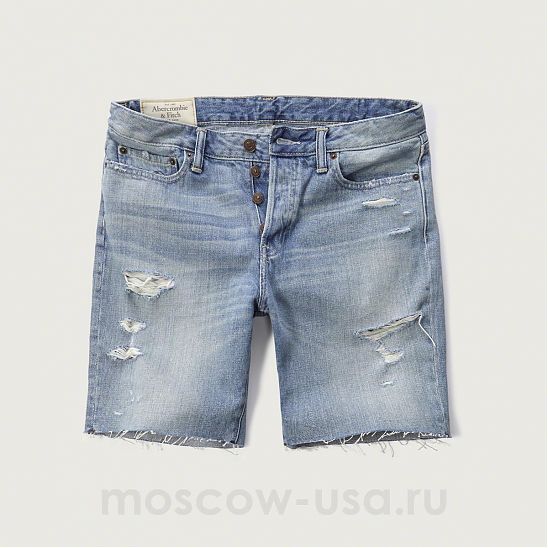 Moscow USA предлагает вам купить джинсовые шорты Abercrombie Fitch синего цвета с потертостями. Модель 02591. Доставка по России, Москве и области, самовывоз.