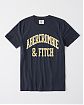 Moscow USA предлагает вам купить футболку Abercrombie Fitch темно-синего цвета с желтой надписью. Модель 04326. Доставка по России, Москве и области, самовывоз.